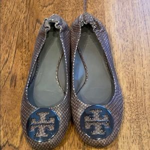 Tory Burch Reva Ballet Flats brown python print